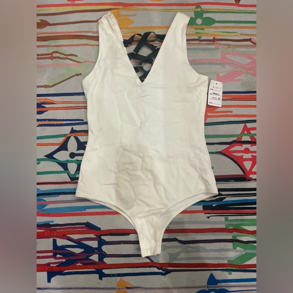 Laced White and Black Bodysuit
